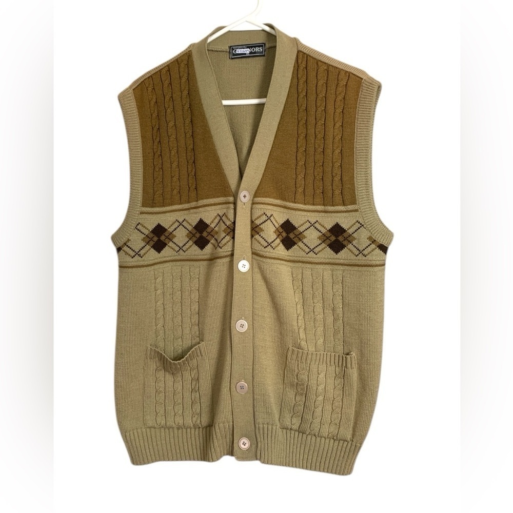 Guv’nors Vintage Grandpa Vest Size XL Browns w Tan, Pockets